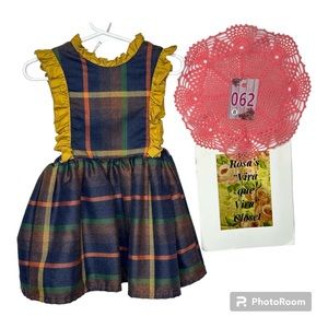 Brass Razoo Pinafore Plaid Goldenrod 2T